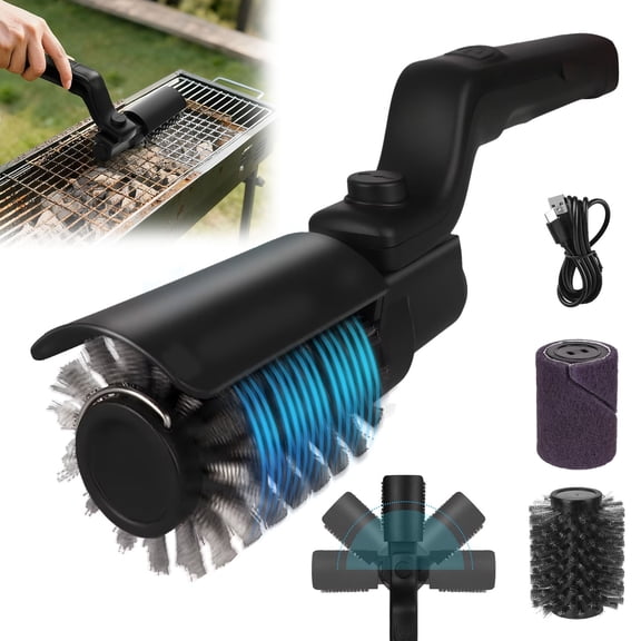 Electric Grill Brush, High Torque Grill Brush with , 20kg Max Torque BBQ Cleaner Safe for Porcelain Cast Iron Stainless Steel, Reinforced Steel Bristles
