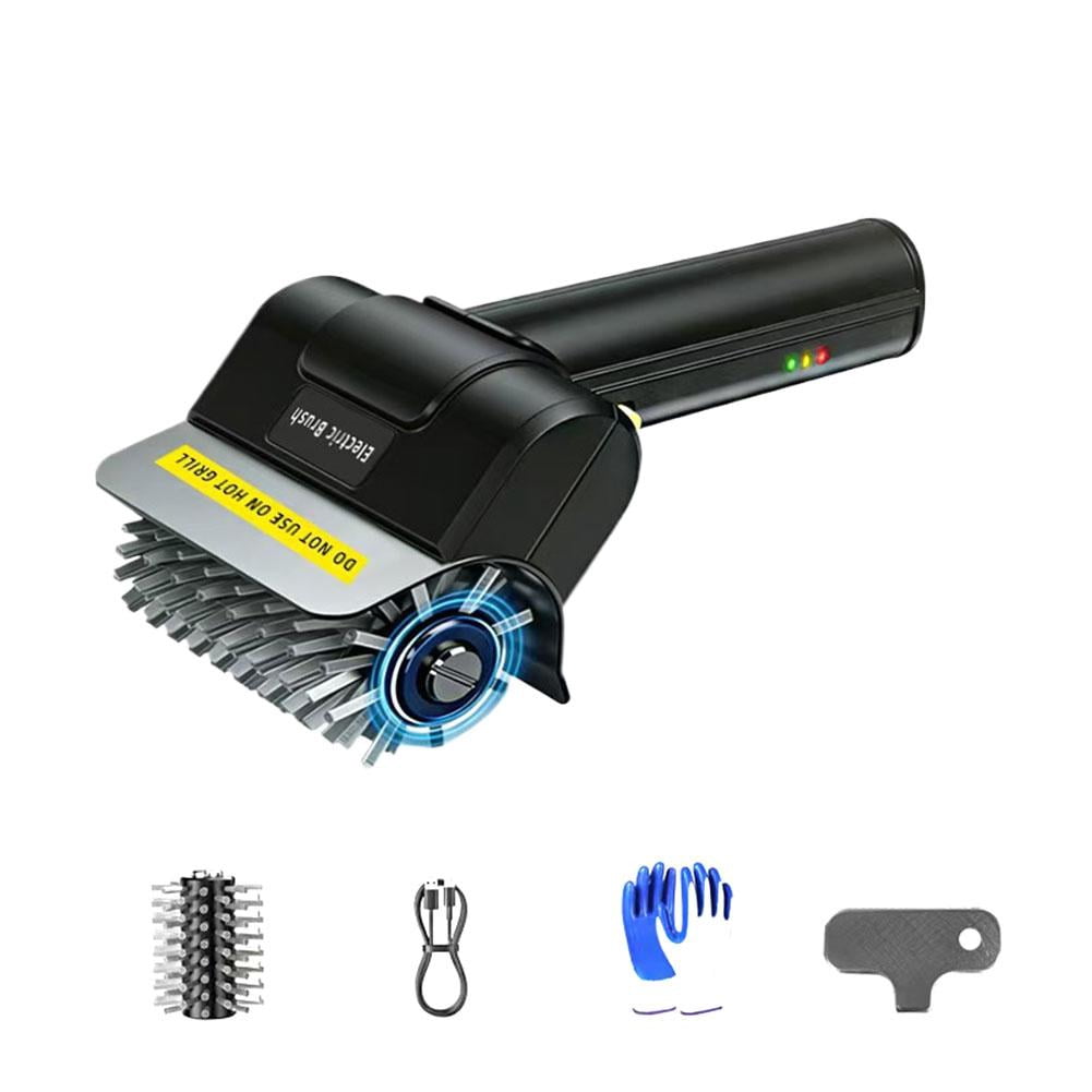 Electric Grill Brush, Rechargeable Cordless Heavy Duty BBQ Cleaning Brush with Replaceable Stainless Steel Bristles, for Grates Griddles Outdoor BBQ Kitchen