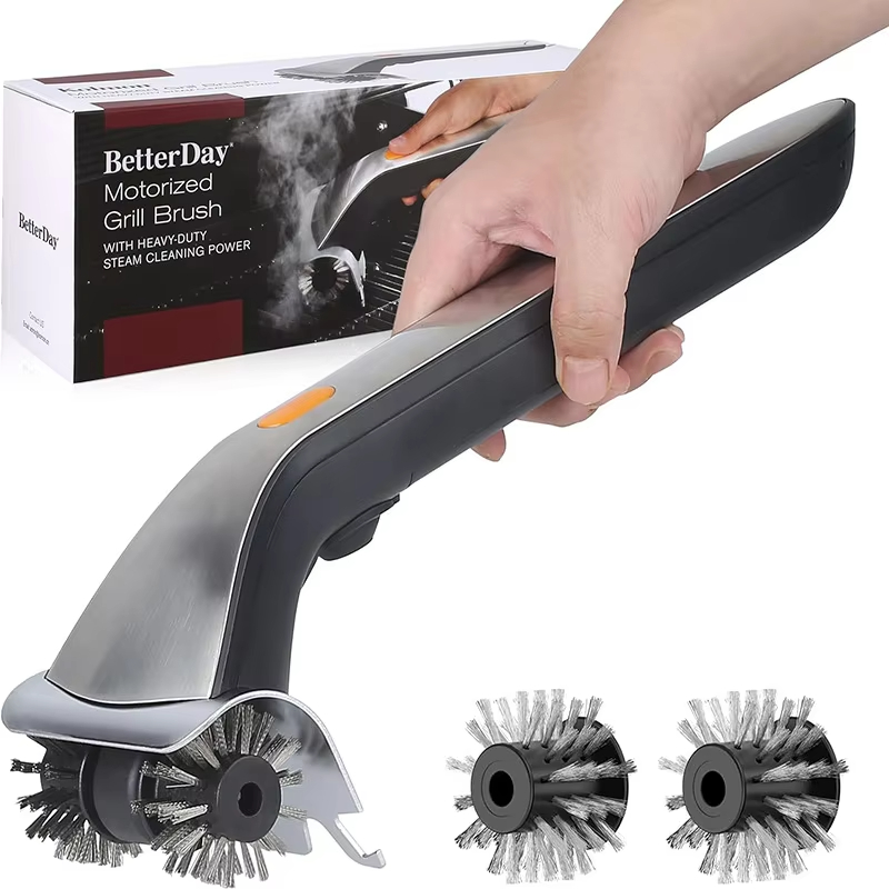 Electric Grill Brush and Scraper for Barbecue, Safe Bristles Grill Brush for Outdoor Grill, Steam Grill Cleaning Brush