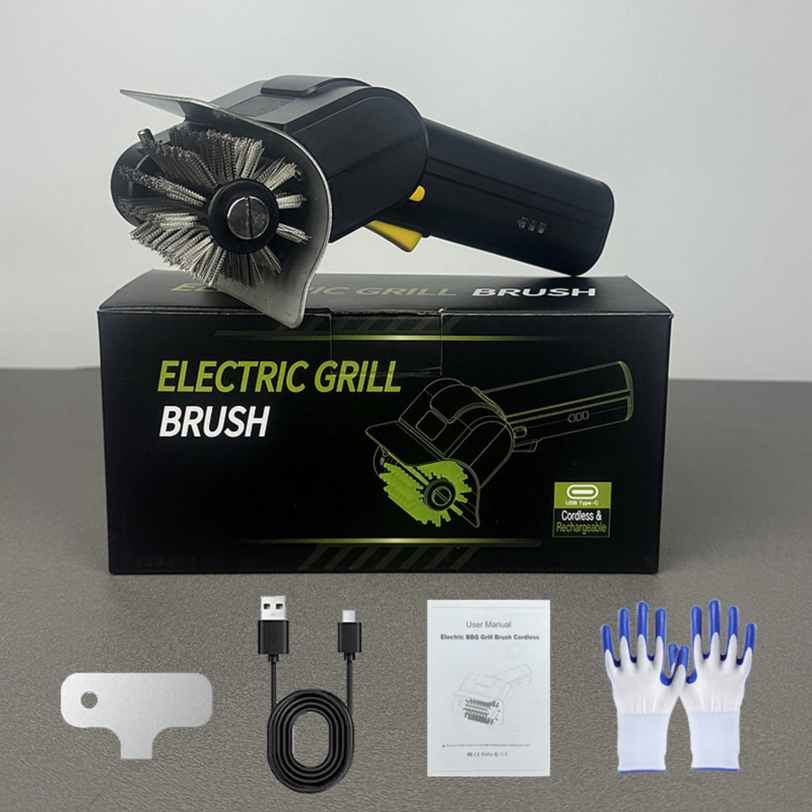 Electric Grill Brush for Outdoor Grill, Cordless Grill Cleaner with 304 Stainless Steel, BBQ Grill Brush Bristle Free