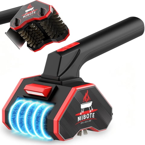 Mibote Electric Grill Brush,2-Speed Adjustment with 304 Stainless Steel,Rechargeable ,Waterproof for Outdoor Barbecue