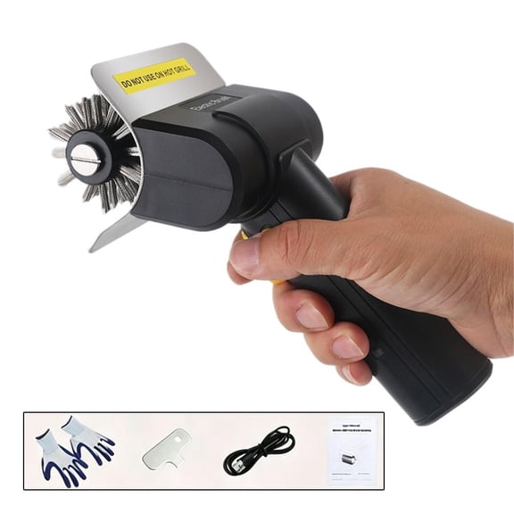 Electric Grill Cleaning Brush with 2000mAh Rechargeable Battery, BBQ Grill Scrubber with LED Light, Includes Gloves & Wrench, Grill Maintenance Tool