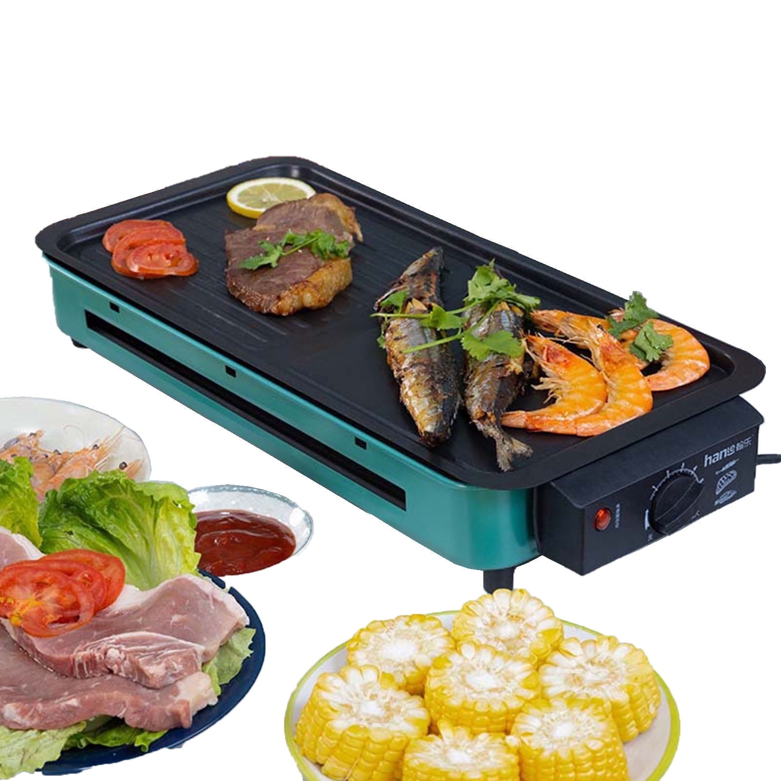 2-in-1 Multifunction Electric Griddle, Non-Stick Smokeless Electric Indoor Grill with Grill Pan & Grill Net, Intelligent Temperature Control, Fast and Even Heating, for Family and Party