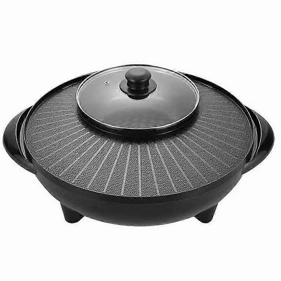 Electric Grill and Hot Pot 2 in 1 Portable Cookware Round Multifunctional Korean BBQ for Family Indoor Picnic Camping Outdoor 34cm