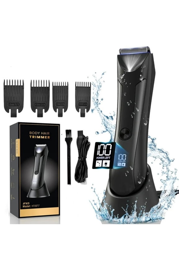 Electric Groin Hair Trimmer with Ceramic Blade Heads, Waterproof Wet/Dry TIFOR, Recharge Dock, Body Shavers for Men, Male Hygiene Grooming Razor