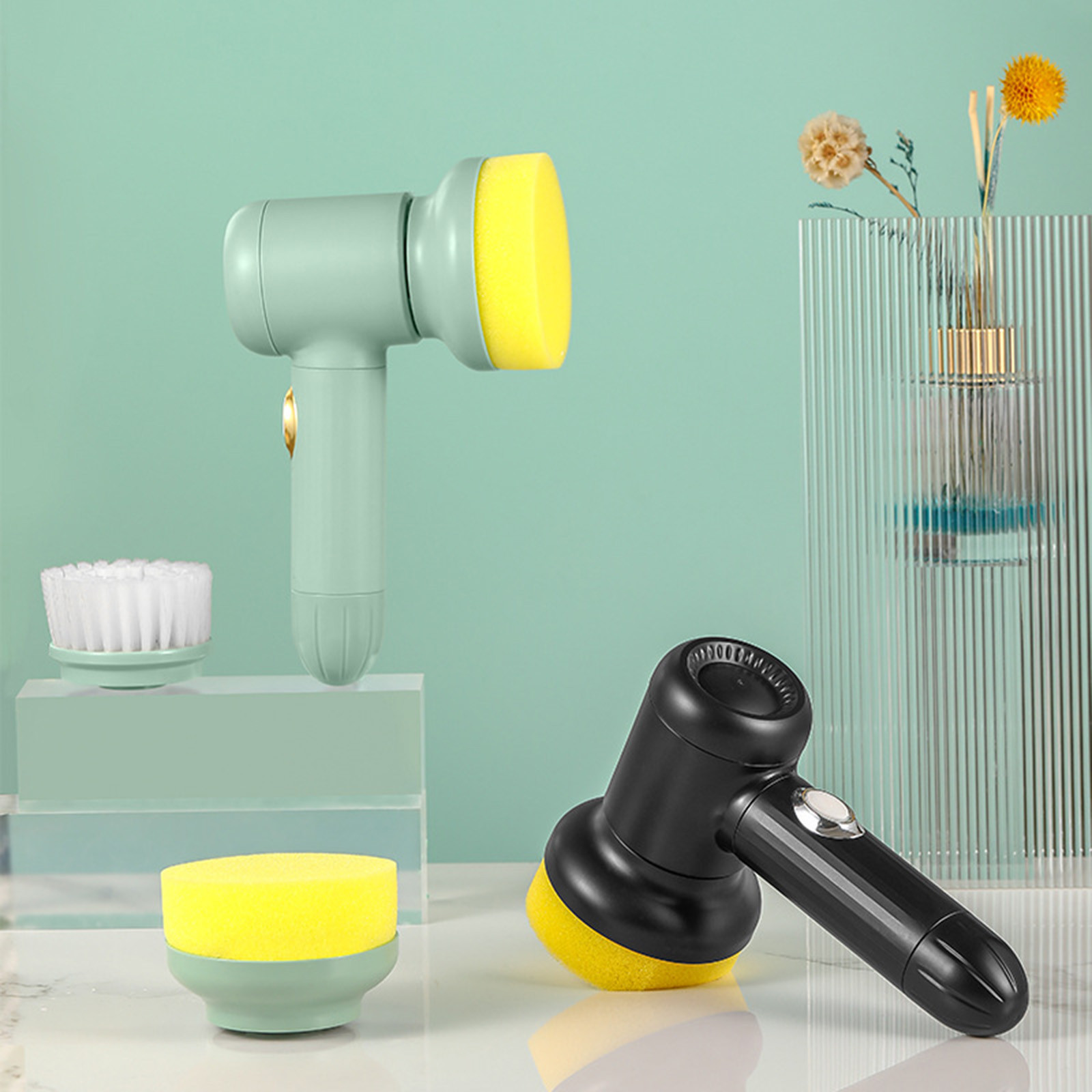 Electric Grout Cleaning Brush | Rechargeable Scrubber with 2 ...