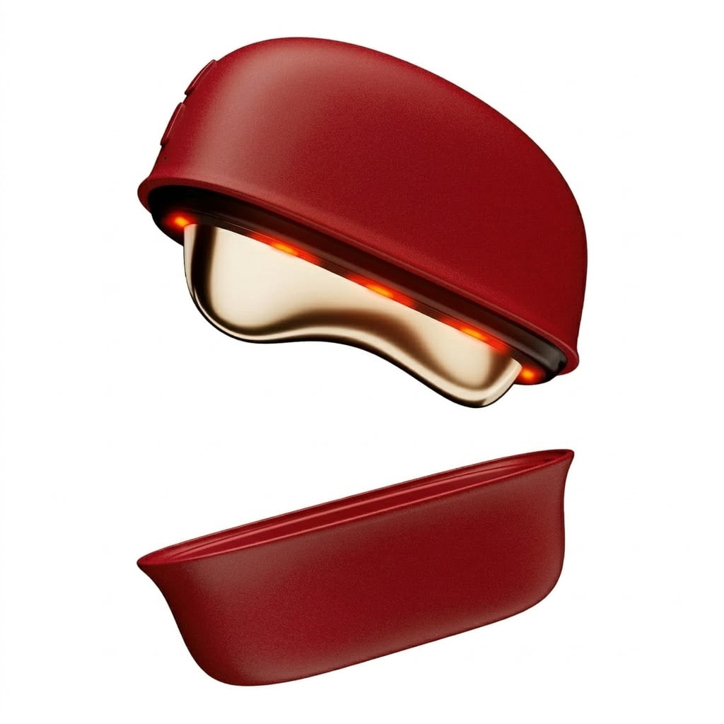 Electric Gua Sha Facial Massager with Red Light Therapy, Heat & Vibration - Brass Skin Care Tool