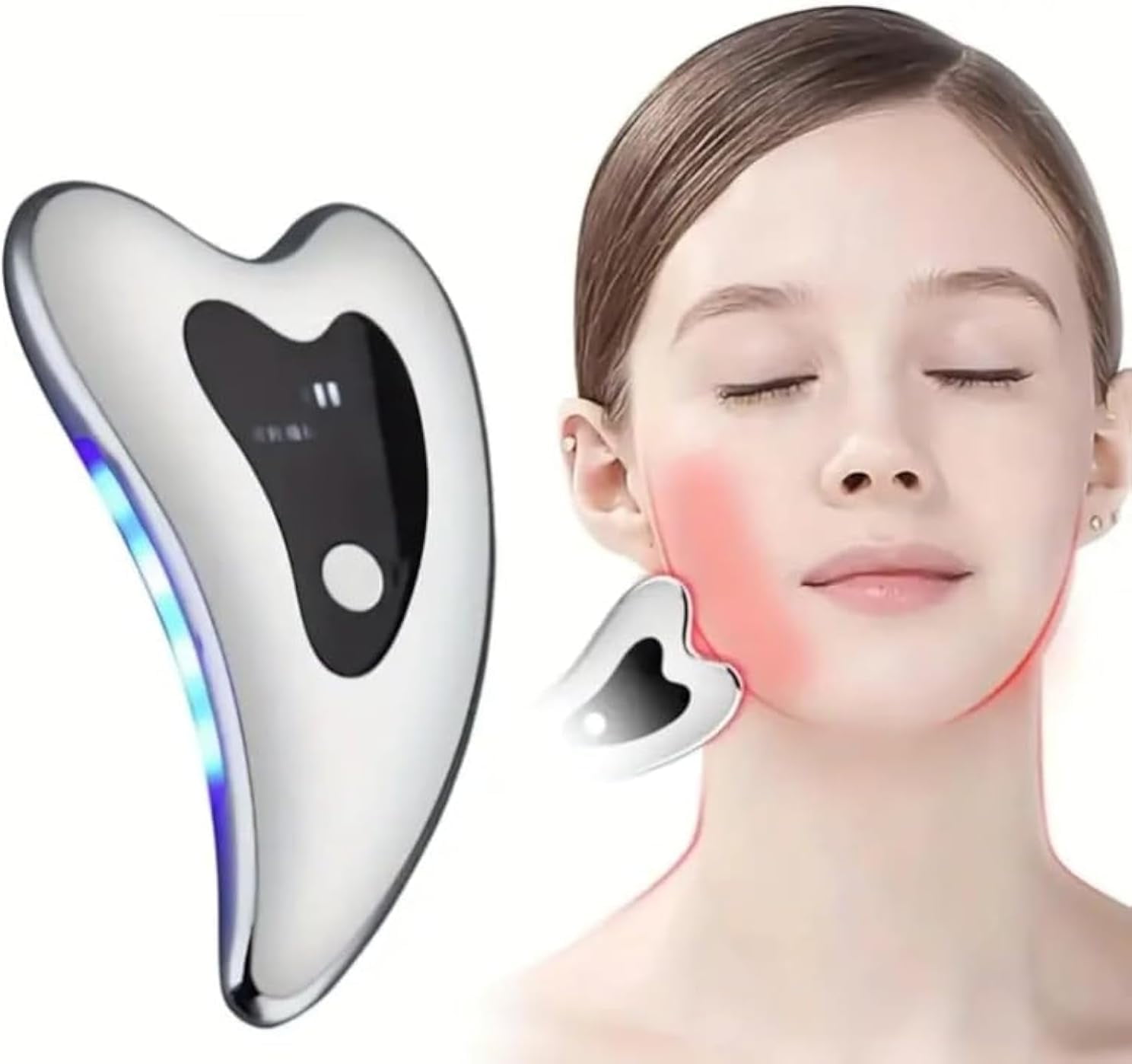 Electric Gua Sha Facial Tools - Face Sculpting Tool/Lift Device - Heated & Vibration & Red Light Massager, Anti-Aging & Wrinkles, Puffiness, Double Chin, Tension Relief