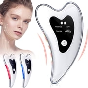 Electric Guasha Massager for Face & Neck, Heated Vibration Facial Massage Tool with Blue & Red Light, Lift & Firm Skin, Anti-Wrinkle Massage & Tightening Beauty Device