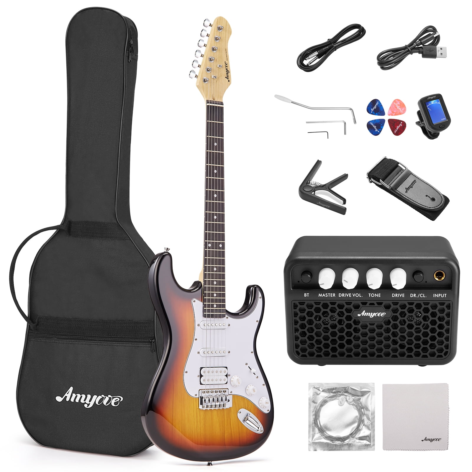 Electric Guitar, 39 Inch Full Size Electric Guitar Kit Solid