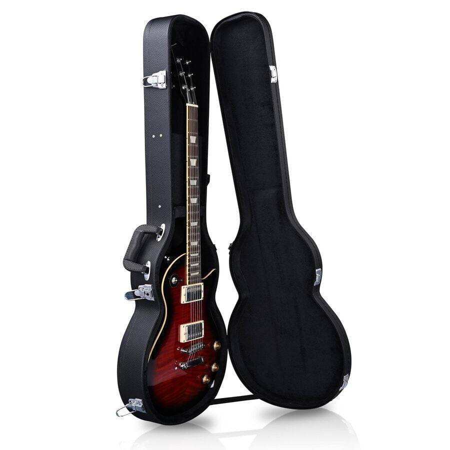 Electric Guitar Case Hardshell 42" For Les Paul Type Wooden Lockable Box Gift