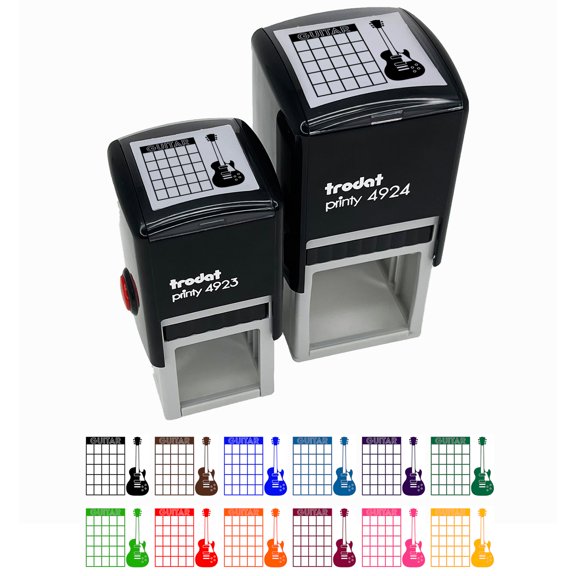 Electric Guitar Chord Chart Self-Inking Rubber Stamp Ink Stamper - Black Ink - Large 1-1/2 Inch