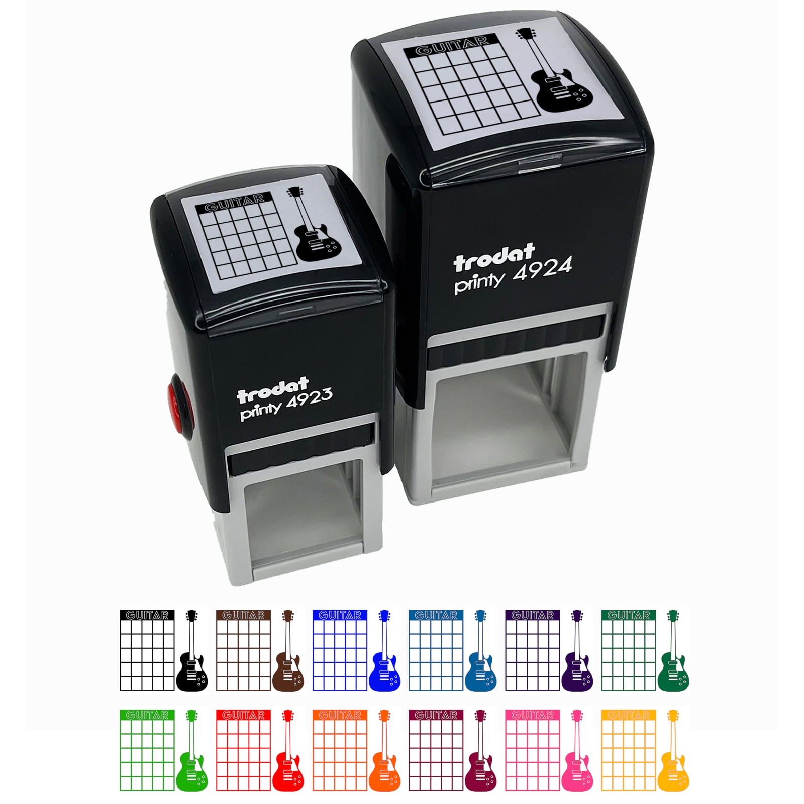 Electric Guitar Chord Chart Self-Inking Rubber Stamp Ink Stamper - Black Ink - Small 1 Inch