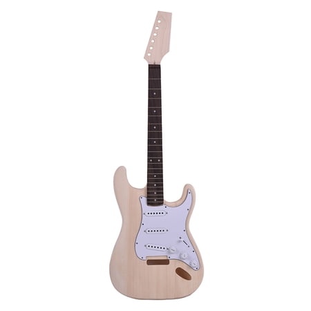 Electric Guitar DIY Kit Set, Basswood Body Maple Neck Rosewood Fingerboard, Ideal for String Instrument Enthusiasts
