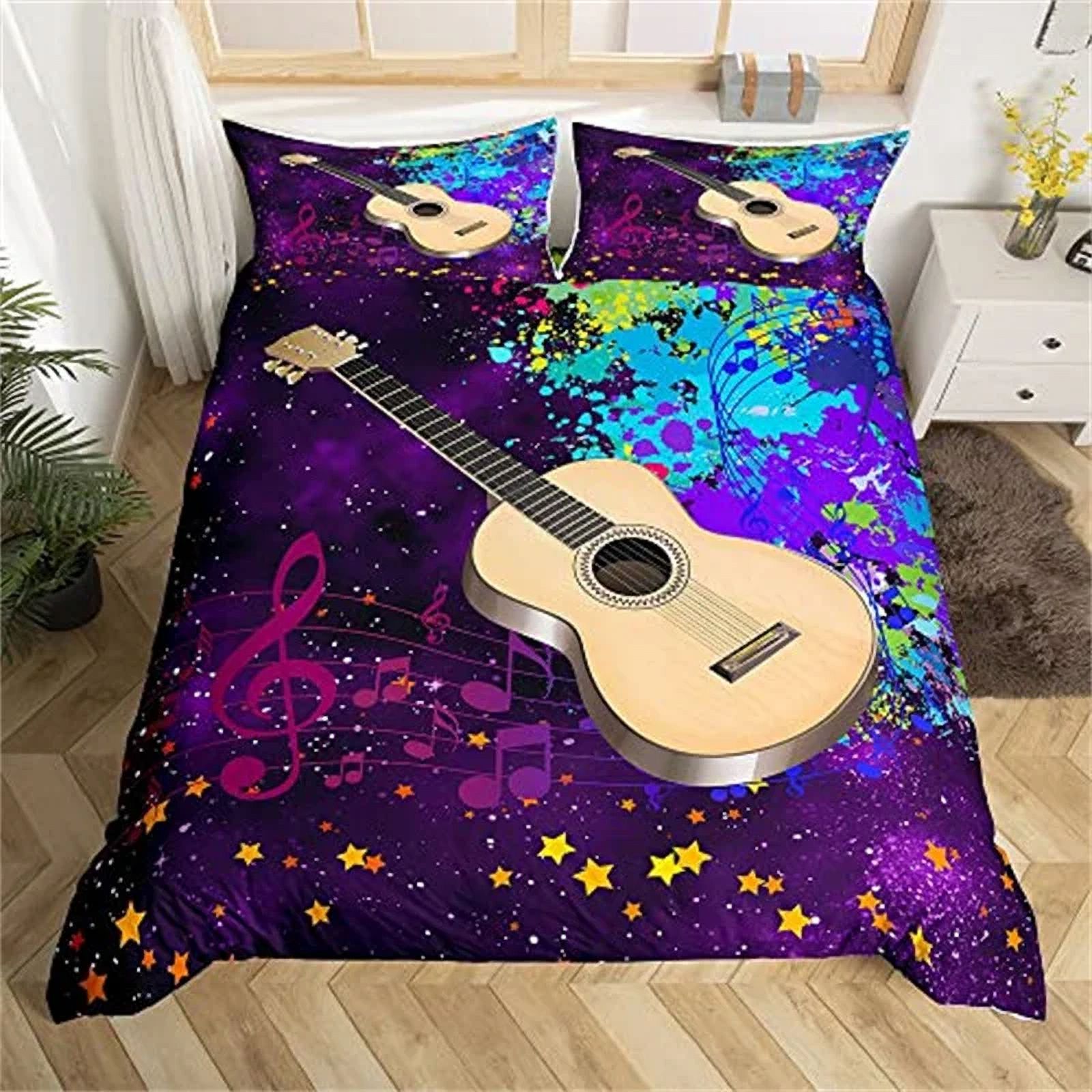 Electric Guitar Duvet Cover Rock Music Bedding Set Music Note Comforter Electric Guitar Duvet Cover Rock Music Bedding Set Music Note Comforter