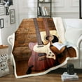 thumbnail image 1 of Electric Guitar Fleece Blanket Acoustic Guitar Sherpa Blanket, Vintage Guitar Shop Blanket Brown Wooden Stripe Throw Blanket for Sofa Retro Farm Style 05 Musician Room Decor, 1 of 6
