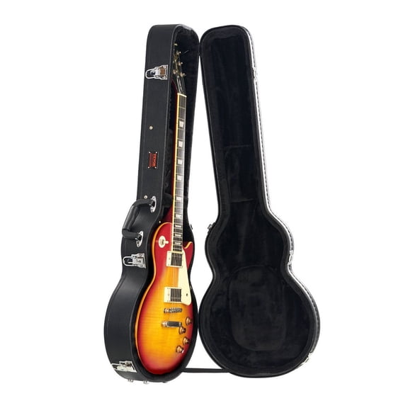 Electric Guitar Hard Case, 41.34 in Gourd-Shaped Guitar Hard Case, With Lock Latch Keys Handle, PVC Padding Soft Lining Water-Resistant Hard Shell Guitar Case, for 39 in LES Paul Guitars, Black