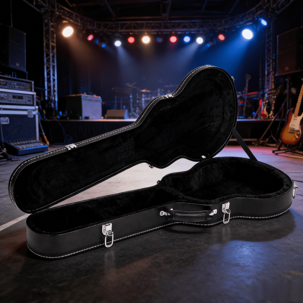 Electric Guitar Hard Case for GLP Style Guitars Road Ready Touring Hard Shell Case with Plush Interior Lockable Latches Bulge Surface Design Protective Bumpers Black Pro Audio Equipment