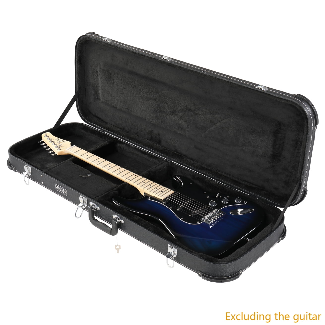 Electric Guitar Hard Case, Rectangle Wooden Standard Electric Guitar Case with Lock, Fits ST/TL/170 Model, Blue