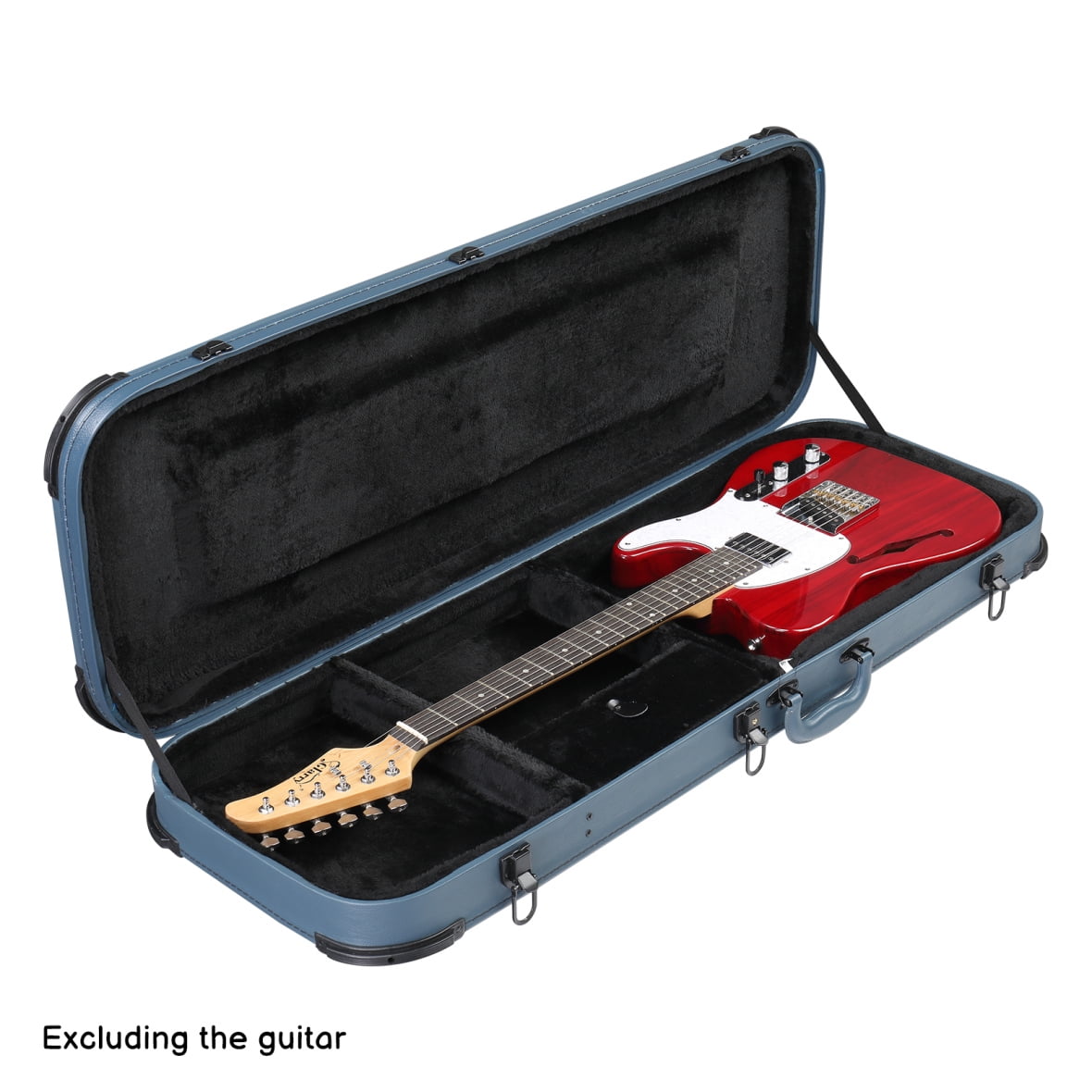Electric Guitar Hard Case, Rectangle Wooden Standard Electric Guitar Case with Lock, Fits ST/TL/170 Model, Blue