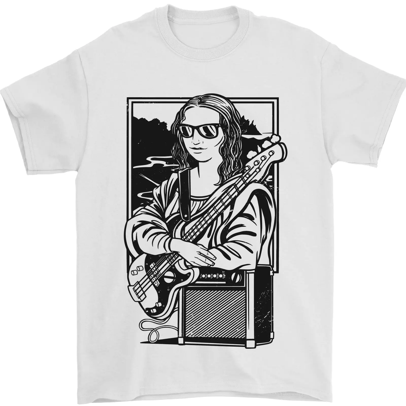 Electric Guitar Mona Lisa Rock Music Player Men's