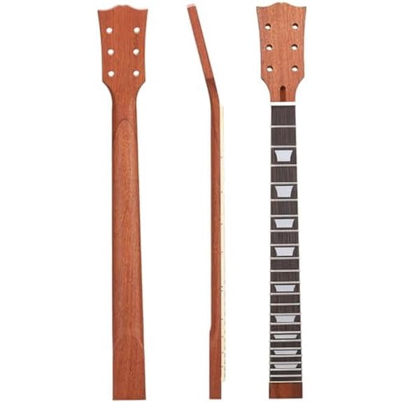 Electric Guitar Neck, 22 Fret Guitar Neck Mahogany Rosewood Fingerboard with Binding Inlay for Lp Guitar Replacement, with a Natural Finish and White Trapezoid Inlay