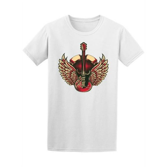 Electric Guitar Rock Emblem T-Shirt Men -Image by Shutterstock, Male Medium