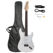 Electric Guitar with Rosewood Fingerboard White Body, Tremolo Bridge, Bolt-On Neck, Adjustable Truss Rod, Solid Construction, Cutaway Design for Stage Performance and Studio Recording