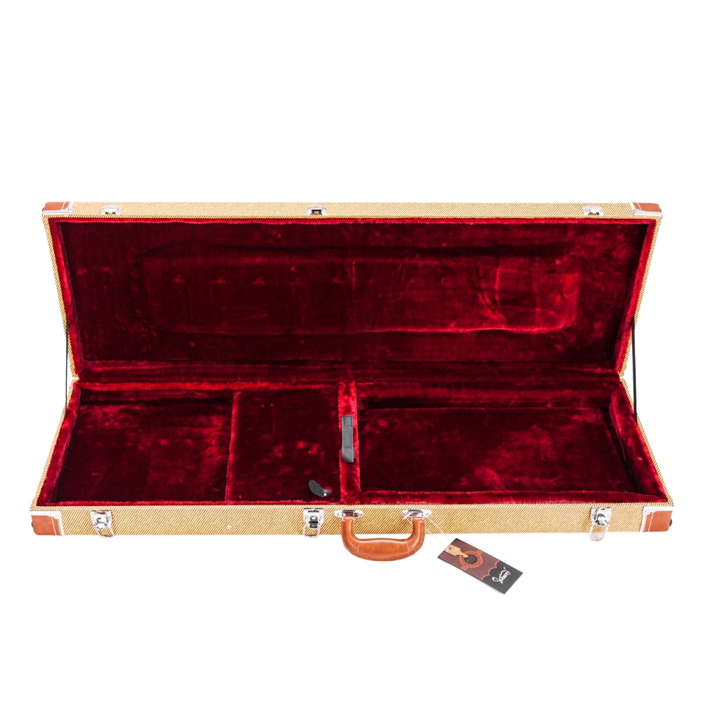 Electric Guitar Square Hard Case for GST GTL 170 SG and Burning fire Style Flat, Yellow