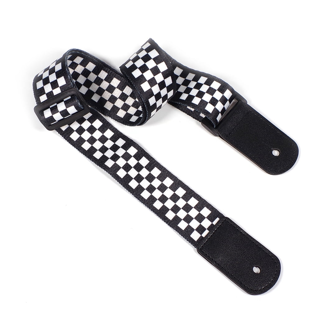 Electric Guitar Strap Black White Plaid Acoustic Guitar Strap Ukulele