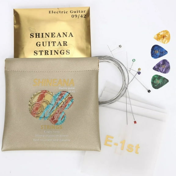 Electric Guitar Strings Handmade Nickel Plated Hex Steel Colorful Ball End-6 String-with reusable soft leather pouch,09-42 Gauge