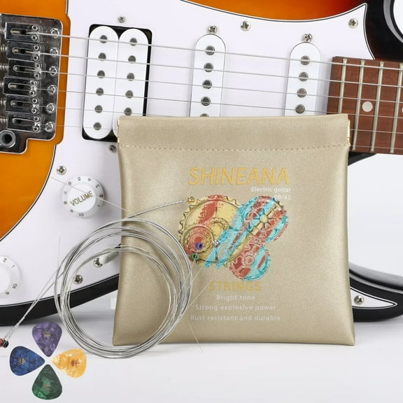 Electric Guitar Strings Handmade Nickel Plated Hex Steel Colorful Ball End-6 String-with reusable soft leather pouch,10-46 Gauge