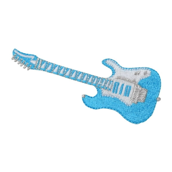 Electric Guitar - Turquoise/White - Music - Iron on Applique/Embroidered Patch