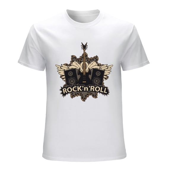 Electric Guitar White Wings And Fire Vintage T-shirt Mens Cotton Classic Crewneck Short Sleeve Tees Unisex White XS