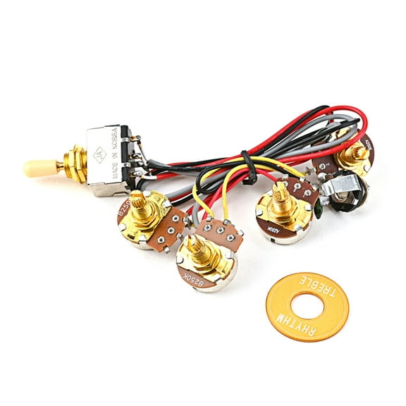 Electric Guitar Wiring Harness Prewired 3 Way Toggle 2 2 Tone 250K Potentiometer for Bass Guitars
