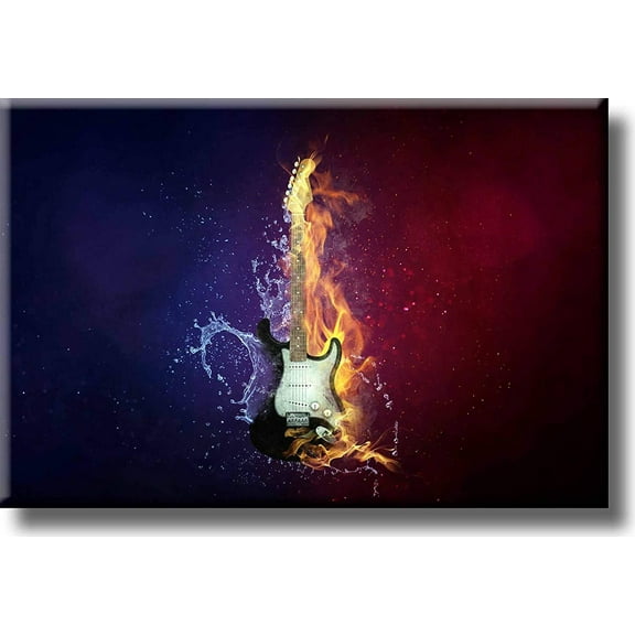 Electric Guitar on Fire Picture on Stretched Canvas, Wall Art D?cor, Ready to Hang
