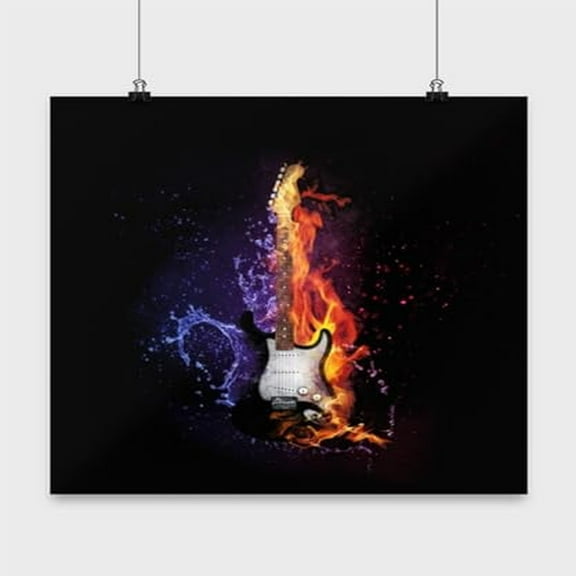 Electric Guitarist Wall Art - Musician Decor - 13x13 Poster Print - Home Studio