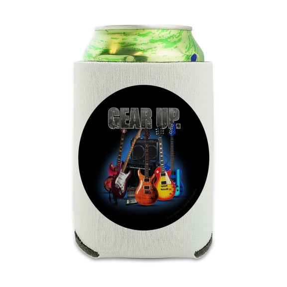Electric Guitars Gear Up Rock and Roll Can Cooler - Drink Sleeve Hugger Collapsible Insulator - Beverage Insulated Holder