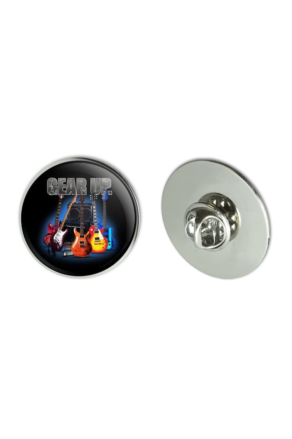 Electric Guitars Gear Up Rock and Roll Metal 1.1" Tie Tack Hat Lapel Pin Pinback