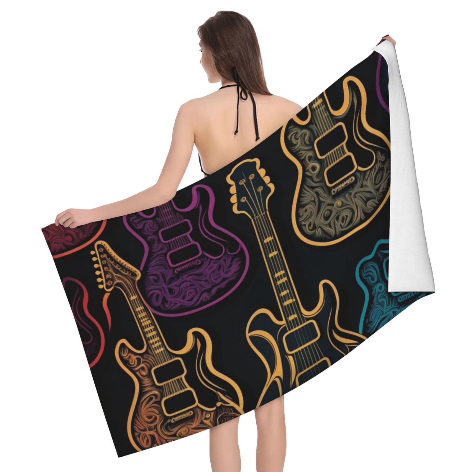 Electric Guitars Rock Music Beach Bath Towel Gym Spa Shower Towels Pool Soft 32" X 52" for Men Women