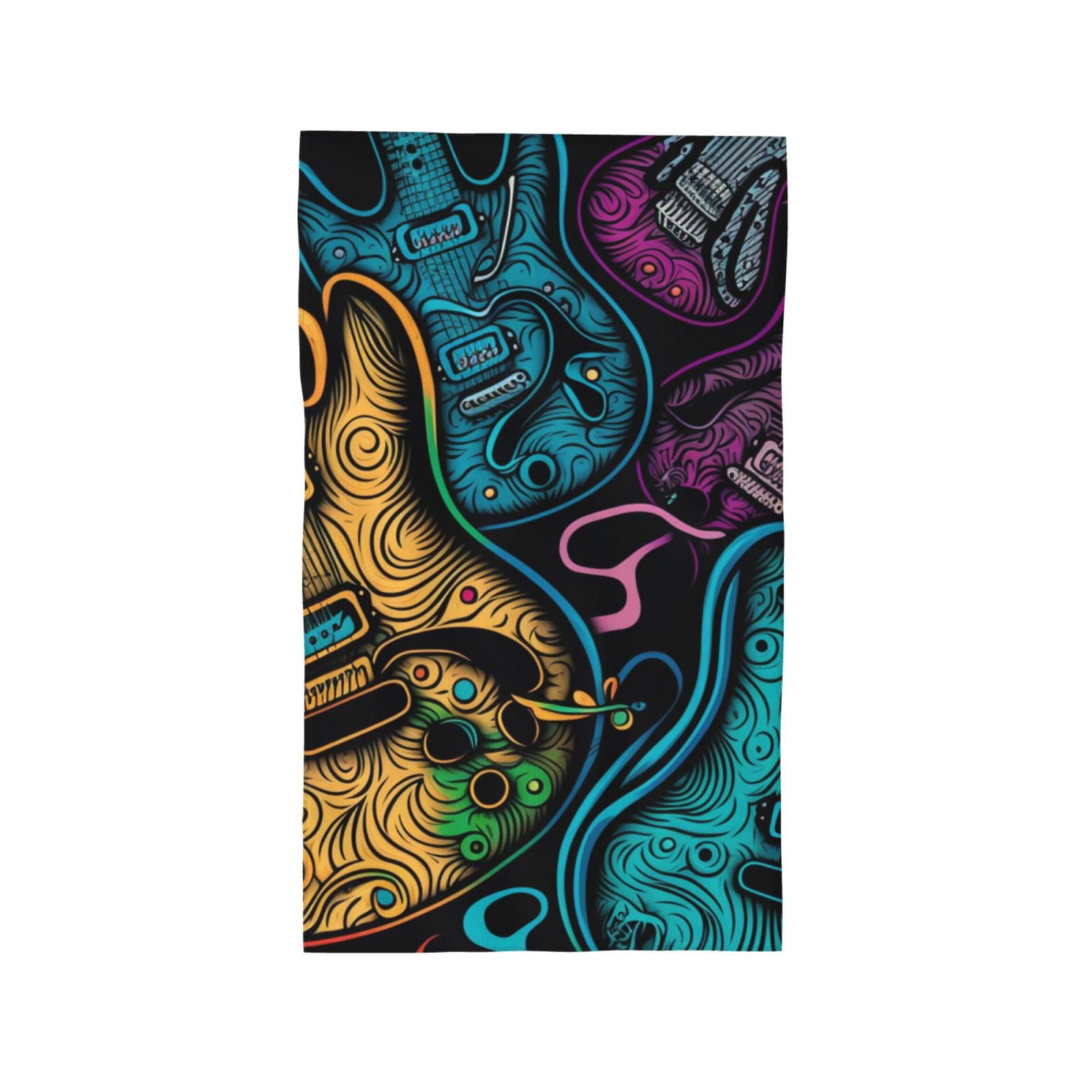 Electric Guitars Rock Music Colorful 27.5" x 16" Ultra Soft Hand Towel, Face Wash Cloth for Bathroom, Gym, Travel, Pool