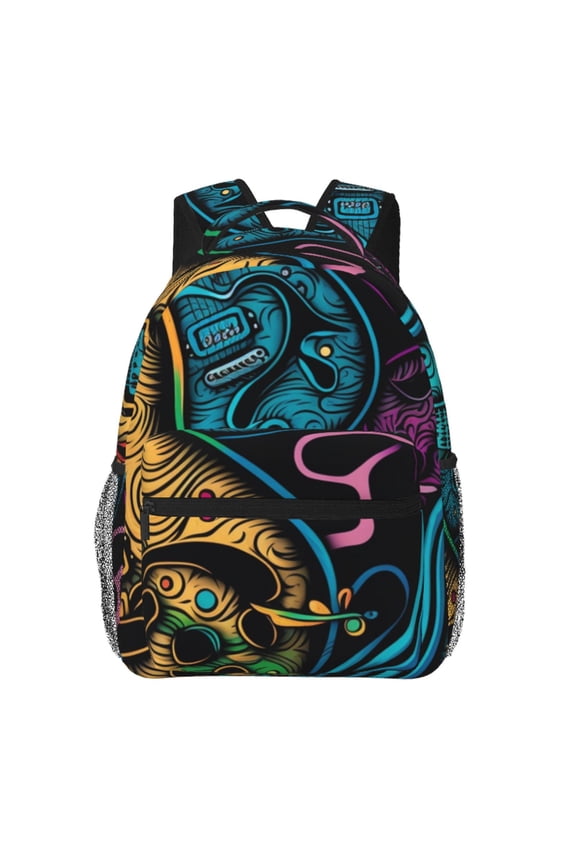 Electric Guitars Rock Music Colorful Laptop Backpack Travel Rucksack for Teens Adults, Fits 15-inch Notebook