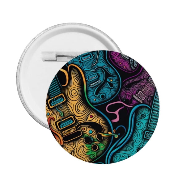 Electric Guitars Rock Music Colorful Round Button Pin Badge 5PCS Pinback Buttons Lapel Pin for Jacket, Backpack, Hat, Party Favor, Gift