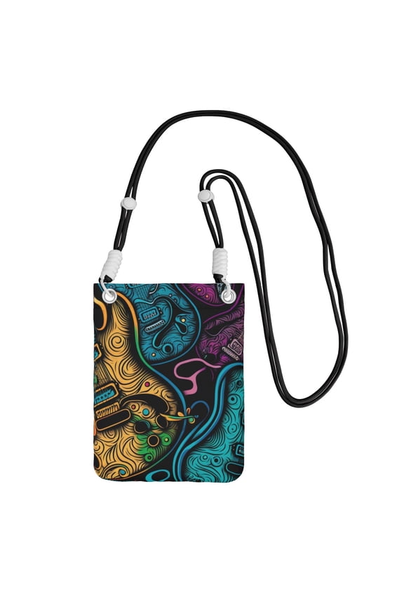 Electric Guitars Rock Music Colorful Small Crossbody Phone Bag, Cell Phone Purse with Adjustable Removable Strap, Mini Travel Shoulder Pouch