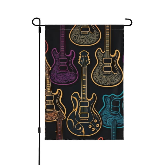 Electric Guitars Rock Music Double Sided Garden Flag 12.5x18 Outdoor Decorative Yard Banner for Patio Lawn Garden