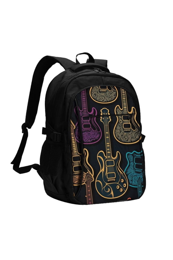 Electric Guitars Rock Music Laptop Backpack with USB Charging Headphone Port Casual Daypack Bag College Business Travel