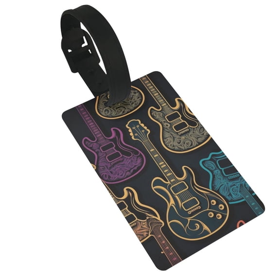 Electric Guitars Rock Music Luggage Tags Suitcases ID Baggage Identifier Card Name Tag for Travel Backpacks Gym Bags