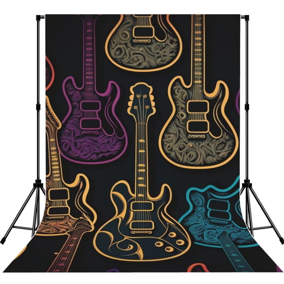 Electric Guitars Rock Music Photography Backdrop 5x7Ft Background for Photo Studio Video Recording Birthday Party Wedding Home Decor