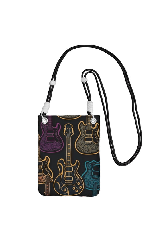 Electric Guitars Rock Music Small Crossbody Phone Bag, Cell Phone Purse with Adjustable Removable Strap, Mini Travel Shoulder Pouch