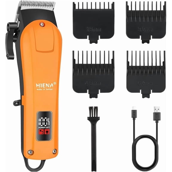 Electric Hair Clipper & Trimmer for Men, Professional Cordless Barber Clipper with LED Display, Rechargeable Hair-Cutting Clippers, Perfect Gifts for Men(Orange)